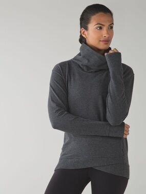 Lululemon On The Double Pullover Cowl Neck Sweatshirt Sweater Gray 8 Athleisure